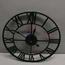 Large Wall Clock - 40cm/ 16 Inches Silent Non-Ticking Metal Wall Clock, Black, Vintage Modern Style, Battery Operated, Ideal for Living Room, Bedroom, Office, Farmhouse Decor