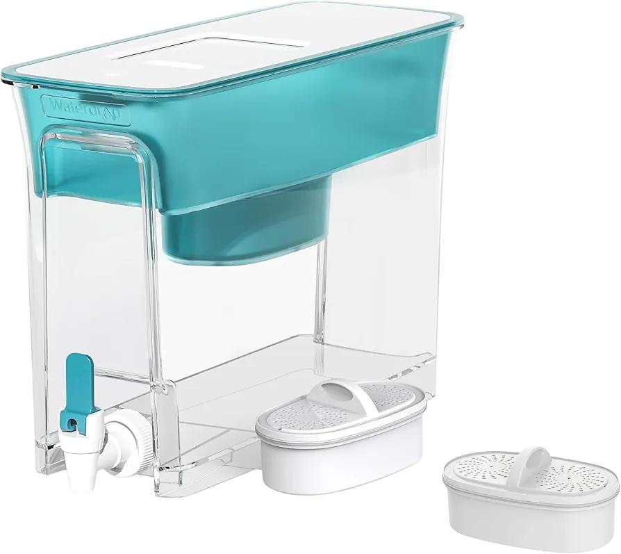 Waterdrop Slim Water Filter Dispenser for Fridge, Large Capacity, 35-Cup, 200-Gallon Long-Life, 5X Lifetime, Reduces Chlorine, PFOA/PFOS and More, BPA Free, Turquoise (with 2 Filters)