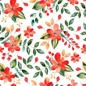 Red Green Floral Wallpaper Peel and Stick Botanical Leaf Flower Wallpaper for Bedroom Laundry Room Walls Removable Red Decorative Floral Contact Paper for Cabinets Drawers