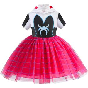 Girls Princess Hooded Tutu Dress, Christmas Gift Dress Up Costume, Holiday Halloween Party Outfit Toy for Kids (White, S)