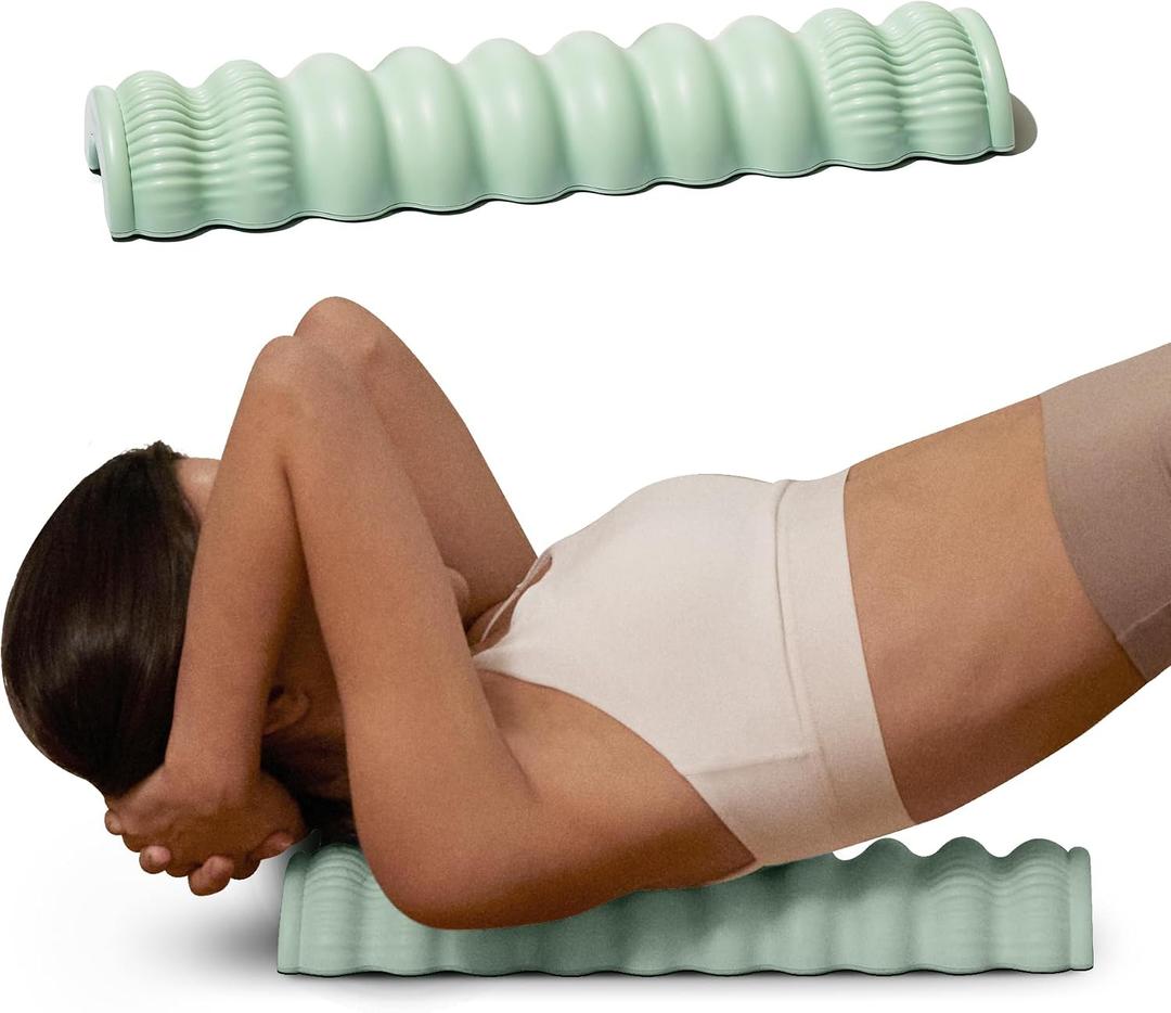 Wave Pillow II - Spine Stretcher Massage Tool, Yoga & Piliates Spine Alignment Corrector for Back Pain Relief, Neck, Shoulder, Lower Back & Hip Massage Device (Soft Mint)