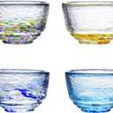 4pcs Glass Colorful Sake Cups Set,Small Wine Cups,Tea Cups Set