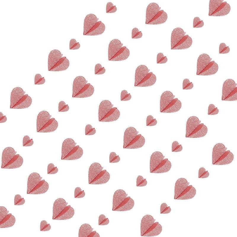 Rose Gold Garland Heart Decorations NO DIY - 6 PCS 3D Rose Gold Valentines Heart Paper Garland Hanging String Hearts,Garland Party Decor,Wedding Anniversary Birthday Party Supplies