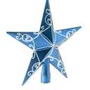 Clever Creations Christmas 8 Inch Tree Topper Shiny Star Decoration, Glitter Treetop Holiday Home Dcor, Blue