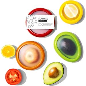 SOOPLEU Avocado Saver and Tomato Holder - Set of 4 Reusable Storage Containers for Fridge - Ideal for Garlic, Onions, Lemons, and Potatoes