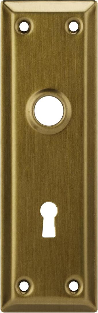 2 Pack Mortise Lock Door Plates for Interior Doors, Old Style Mortise Door Knob Cover Backplate Replacement, Antique Brass Door Escutcheon Plates