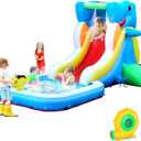 Inflatable Water Slide, Bounce House for Kids Backyard, Toddler Blow Up Bouncer with Air Blower, Splash Zone, Climbing Wall, Water Cannon for Party (Missing Blower)