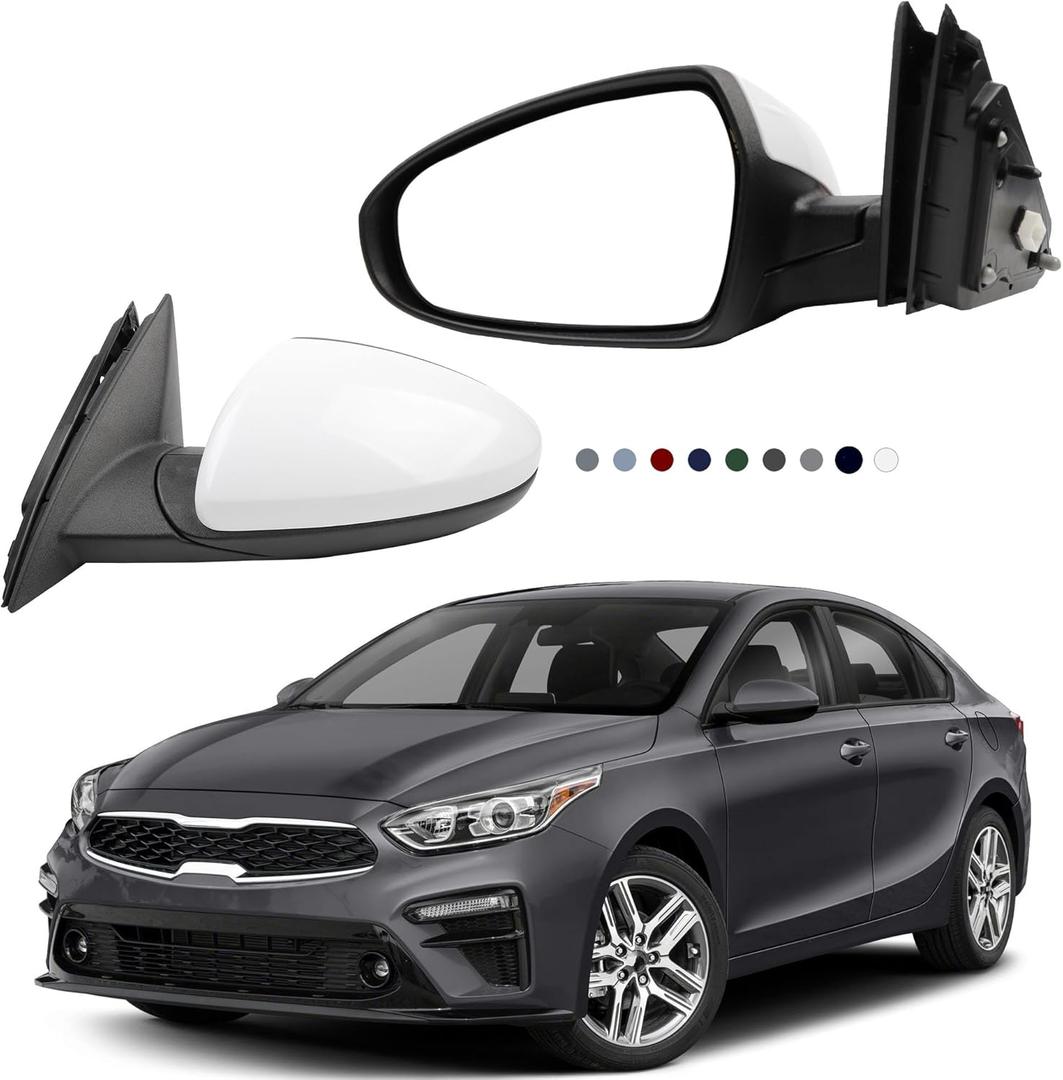 Dasbecan Driver Side Door Mirror DIY Paintable Compatible with 2019-2022 KIA Forte Left Side Mirror With Manual Folding Power Adjustment Replaces# 87610M7000 KI1320226 (3Pins)