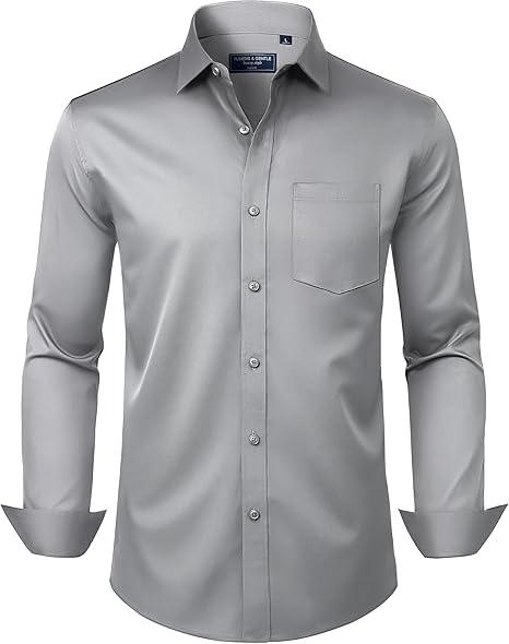  Dress Shirts Long Sleeve Wrinkle Free Stretch Business Casual Button Down Shirts, Size: 6XL