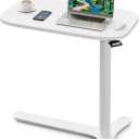 Muvai 30" Large Overbed Table with Wheels Adjustable Height Ideal Bedside Table for Home Medical Use - Rolling Table for Hospital - Over Bed Desk,Versatile Bedside, Lap Desk, Laptop Stand,White