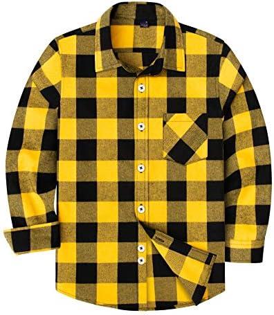 siliteelon Toddler Baby Boys Plaid Flannel Shirt Long Sleeve Button Down Shirts, 3-4T