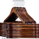 HOUSE DAY Wooden Hangers 30 Pack, Solid Wood Coat Hanger Heavy Duty, Smooth Finish Bulk Wood Hangers, High-Grade Wooden Clothes Hanger with Non Slip Pant Bar, 360° Swivel Hook