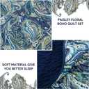 DJY Navy Gold Paisley Quilt Set California King Size - Boho Bedspread Coverlet Set 3 Pieces, Soft Lightweight Microfiber Navy Blue Paisley Floral Pattern Bedding for All Season, 112"x96"