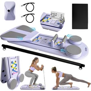 2025 Upgraded Pilates Board, Pilates Reformer Set, 6-in-1 Abdominal Pilates Board for Home Workout Equipment, Portable Foldable Ab Trainer Machine, Pilates Reformer Machine, for Women (Purple)