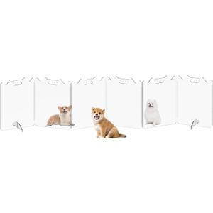 Clear Acrylic Pet Dog Gate: Indoor Foldable Freestanding Puppy Gates - Transparent Dogs Playpen for Doorways Stairs - The Safety Barrier for Protecting Christmas Tree - Thickened Plastic fence 6 Panel