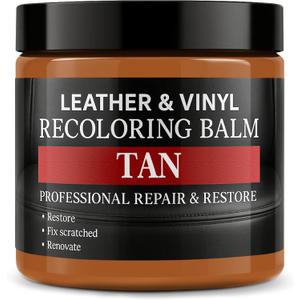 Leather Color Restorer, Recoloring Balm, Scratch Remover, Dye, Paint, Repair Kit for Furniture, Couches, Car Seats, Shoes, Bags, Tan