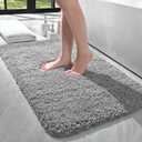 LOCHAS Bathroom Rug 36x24 Inch, Soft Thick Absorbent Microfiber Bath Rugs for Bathroom, Machine Washable, Shaggy Plush Non Slip Bath Mat for Tub, Shower Floor, Quick Dry Mats, Grey
