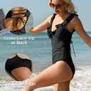 Women's V-Neck One Piece Swimsuit Tummy Control Swimwear Cross Back Bathing Suit Black XL