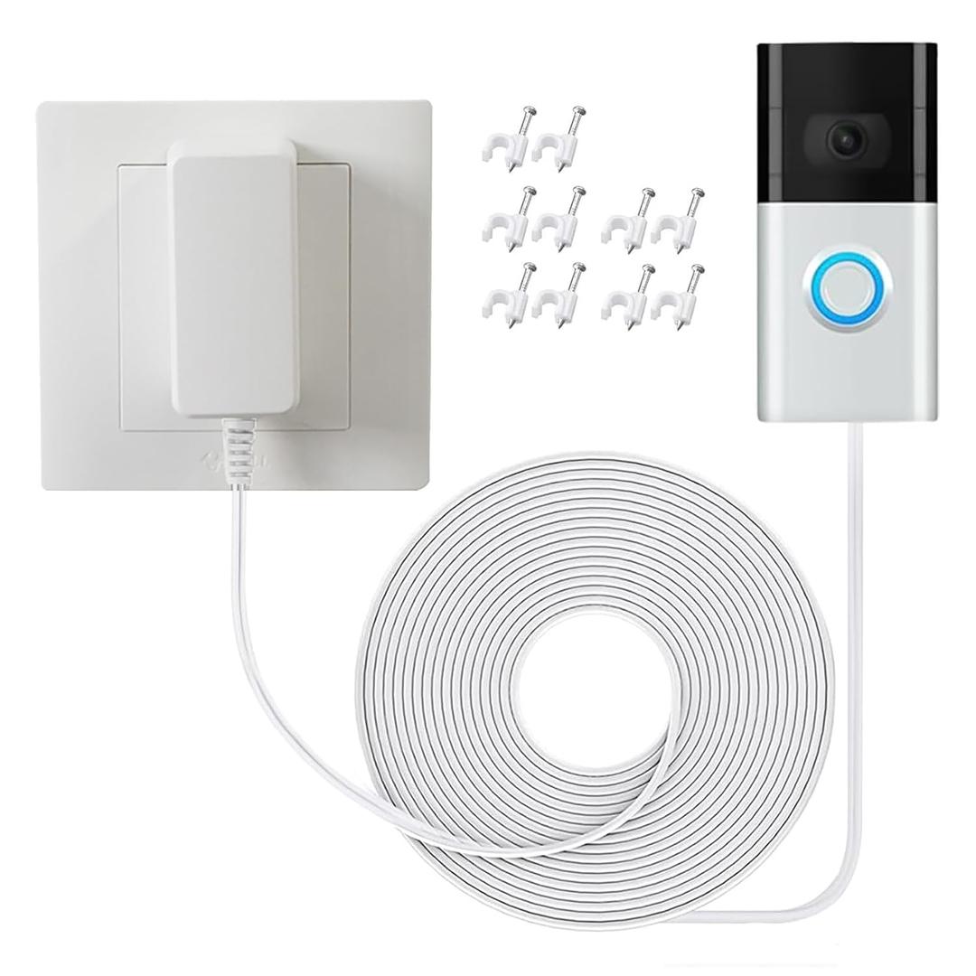 18V 500mA Doorbell Adapter 33 Feet Extra Long Cable ETL Certification Video Doorbell Power Adapter Compatible with Ring Video Doorbell, Video Doorbell 2, Video Doorbell Pro