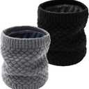Winter Neck Warmer Fleece Lined Knitted Neck Warmer Soft Mask Face Warmer Neck for Women Men Teens Windproof Gift (Black)