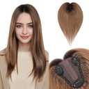 Benehair Hair Toppers for Women Real Human Hair 100% Remy Human Hair Pieces for Women with Thinning Hair 8 * 10cm Lace Silk Base 12 Inch 35g Clip in Hair Extension Ombre Light Brown