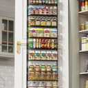 8-Tier Over the Door Pantry Organizer, Pantry Door Organizer with Adjustable Basket, Hanging Spice Rack for Kitchen & Laundry Room Organization, Black