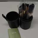 OMANIAC Makeup Brush Set Professional, 12 Pearlescent Wood Handle Makeup Brushes, Premium Cruelty-Free Synthetic Fiber Hair, Travel Make up Brushes Set with Case (Black).