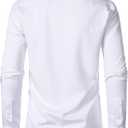 JEMITOP Men's Stretch Soft Slim Fit Dress Shirts Long Sleeve Formal Wedding Business Casual Button Down Shirt (White, S)