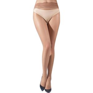 Women's Seamless Pantyhose Matte Silk Lace Tights Ultra Thin Sheer High Waist Stockings (Brown)
