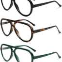 AMOMOMA 3 Pack Retro Oversized Aviator Reading Glasses for Women Men,Classic Large Reader Blue Light Computer Frame AM6111