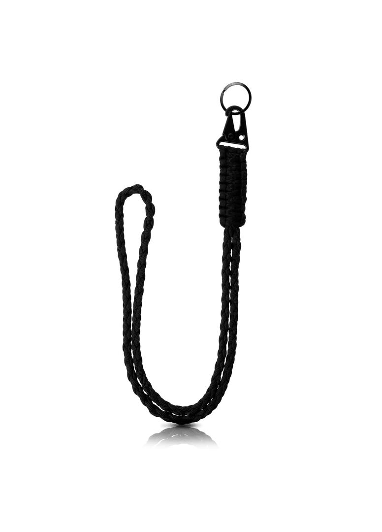Paracord Lanyard Heavy Duty Braided Paracord Lanyards Keychain Lanyard Adventure Key Chains Men Nylon Rope for Necklace Tactical Necklace Keyring Id Card Badge Holder Camera Wall (Black)