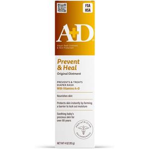 3 x A+D Original Diaper Rash Ointment Prevents & Treats Diaper Rash, Moisturizing Skin Protectant with Vitamins A & D, Healing Skin Ointment for Dry and Cracked Skin 4oz