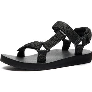 Women's Original Sandals Comfortable Quick-Drying Casual Sport Sandal Walking Hiking Water Sandals With Arch Support (7, Black)