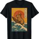 Capybara Surfing Japanese T-Shirt, Size S