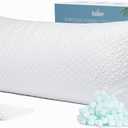 Body Pillow Shredded Memory Foam & Cooling Double Case Cover Huggable Pillows 20x54 inches (White, 20x54in Body Pillow(Standard))