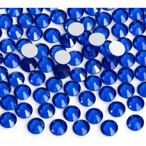 Jollin 144pcs Flatback Rhinestones Glue Fix Crystal Glass Diamantes Gems for Crafting Nail Art Crafts Decorations Clothes Shoes 8.4 mm (ss40, Sapphire)