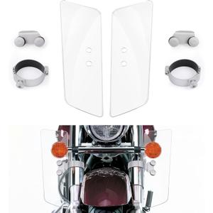 Motorcycle Front Fork Wind Deflectors with Brackets for Honda Shadow VT1100 VT750 VTX1300, for Kawasaki Vulcan Classic VN1500, for Yamaha V-Star XV950 XVS1100 XVS1300 Leg Wind Deflector (Clear)