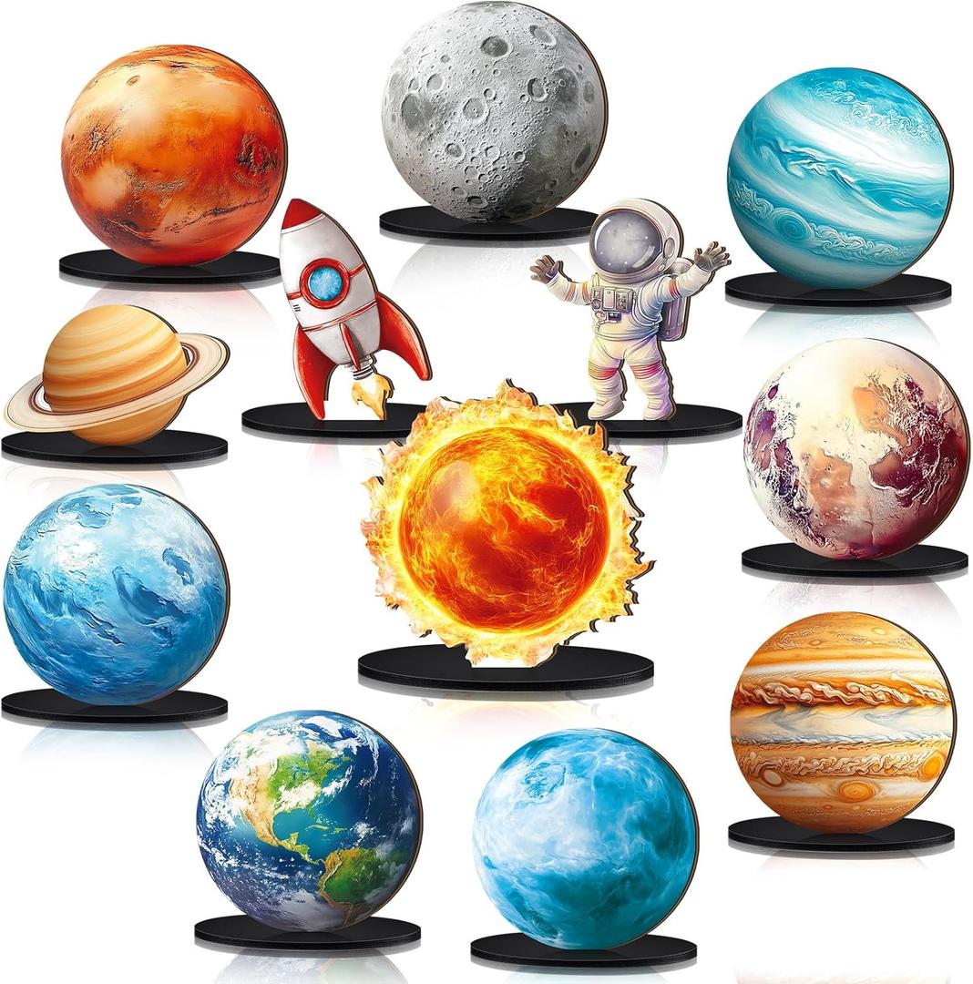 12 Pcs Space Theme Party Decorations Outer Space Honeycomb Centerpieces Table Topper Solar System Planet Galaxy Astronaut Birthday Party Decorations for Boys Kids Home Baby Shower Supplies
