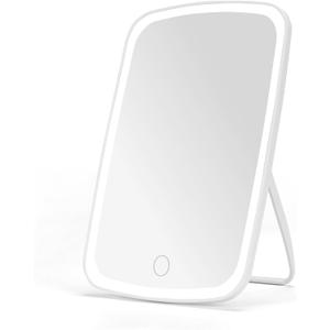 ZBEIVAN 9.3x6.6 Inches Lighted Makeup Mirror, Rechargeable Make Up Mirror with Light, Portable LED Vanity Mirror with Dimmable Touch Screen for Travel, Desk, Table, Room Decor, White