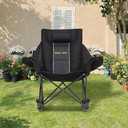 Oversized Rocking Camping Chair with Headrest & Cup Holder - 400lbs Capacity, 600D Oxford Fabric, Easy Fold Portable Outdoor Rocker Chair for Camping, Backyard, Beach, Deep Gray