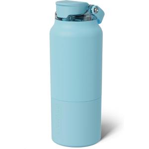BrMate Rise 35oz Water Bottle With 100% Leakproof Covered Silicone Straw | Insulated Stainless Steel Water Bottle With Removable Straw | Fast Flow | Soft Sip Silicone Spout | BPA-Free (Glacier)