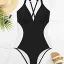 SUUKSESS Women Slimming Tummy Control One Piece Swimsuit Sexy Bathing Suit (Black, Large)