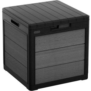 Keter Cortina 30 Gallon Resin Outdoor Storage Box and Patio Side Table for Pool and Garden Accessories, Graphite