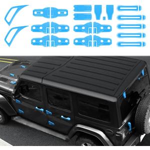 Linskip Full Body Exterior Accessories Fit for 2018-2024 Jeep Wrangler JL 4xe 4 Door, Front Engine Hood-Side Door Hinge-Rear Window-Side Fender-Door Handle Full Set 22Pcs(Baby Blue)