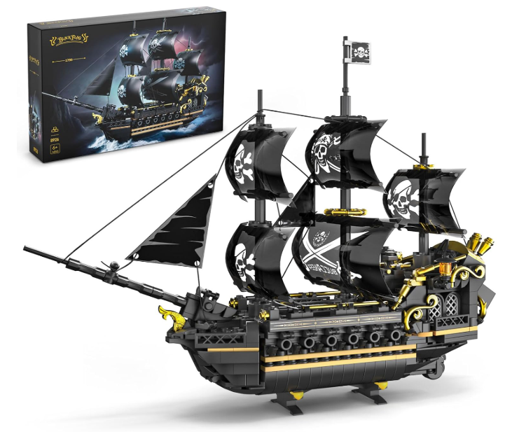 Pirate Ship Building Set for Boys & Adults, Black Pearl Ship Toys Building Kit, Collectible Pirate Boat Valentine Day Birthday Gift for Teens Kids Age 8 12 14+