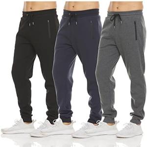 PURE CHAMP Mens Sweatpants 3 Pack Fleece Active Athletic Workout Jogger Sweatpants for Men with Zipper Pocket, Size 2XL
