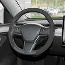 Frani Nappa Leather Steering Wheel Cover,Universal Fit 15 Inch-Premium Non-Slip Breathable Comfort Grip for Cars Trucks SUVs,Anti-Slip Durable Interior Upgrade Gray