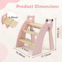 Wooden 3 Step Stool for Kids Bathroom Sink Foldable Anti-Slip, Child Stepping Stool for Kitchen Nursery Bedroom, Sturdy Non Slip Adult Stool for Closet