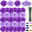 108pcs Roses Head Flowers with Stem - Purple & Lilac Artificial Flowers Rose Bulk - Lavender Purple Silk Rose Fake Flower for Wedding Bouquet Party Home DIY Baby Shower Centerpieces Tables Decoration