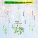 3 Pcs Crystal Sun Catchers Window Suncatchers Boho Decor Green Plants Artificial Hanging Wind Chime Making Rainbow Lights for Indoor Outdoor Decor